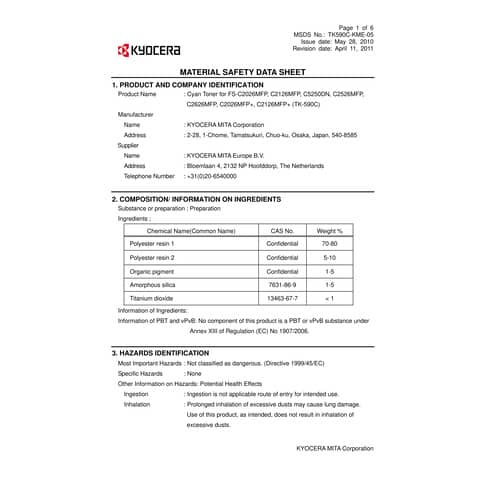 Toner TK-590C Kyocera-Mita ciano  1T02KVCNL0